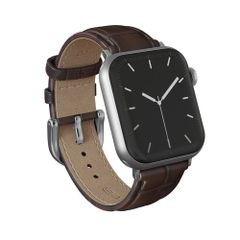 Burga Bracelet en cuir véritable Apple Watch | 38/40/41/42 mm - Espresso / Silver