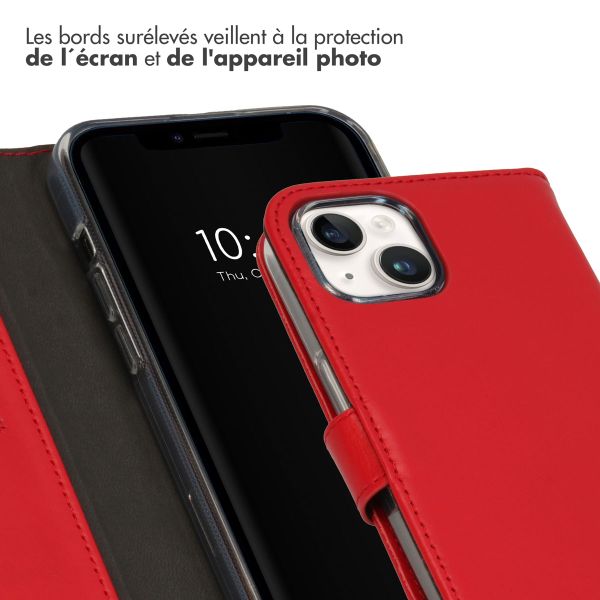 Selencia Étui portefeuille en cuir véritable Apple iPhone 15 - Rouge