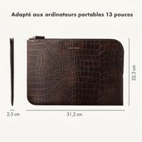 Selencia Pochette ordinateur Croco 13 pouces - Choco Brown