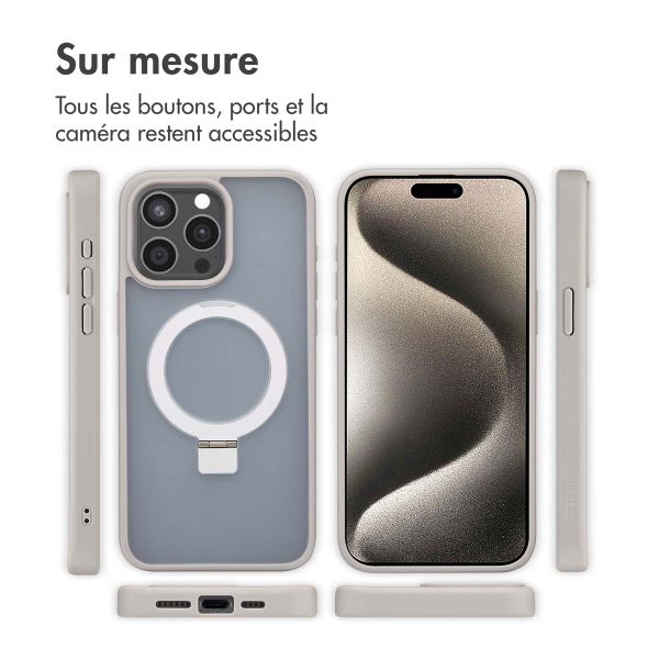 Accezz Coque Ring Stand avec MagSafe Apple iPhone 15 Pro Max - Gris