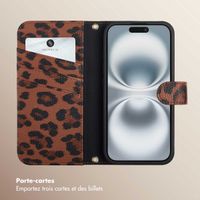 Selencia Étui de télephone portefeuille imprimé léopard Sabi Apple iPhone 16 - Mocha Brown
