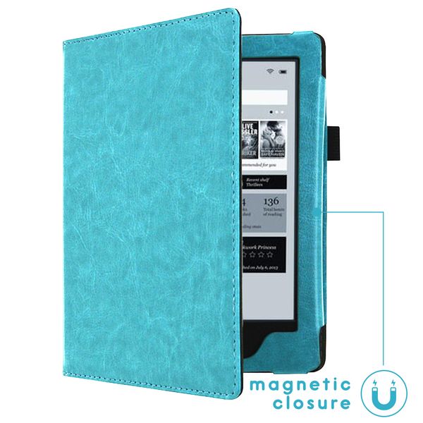 imoshion Étui de liseuse portefeuille en cuir végan Kobo Aura H2O - Bleu clair