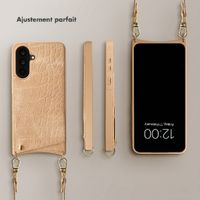 Selencia Coque de télephone Nova Croco avec cordon et porte-cartes Samsung Galaxy A36 - Toasted Almond