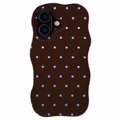 Selencia Coque arrière Vivid Wavy avec MagSafe Apple iPhone 16 - Happy Dots Chocolate