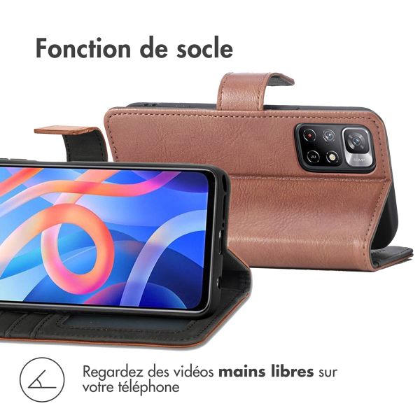 imoshion Étui de télephone portefeuille de luxe Xiaomi Redmi Note 11 (4G) / Note 11S (4G) - Marron