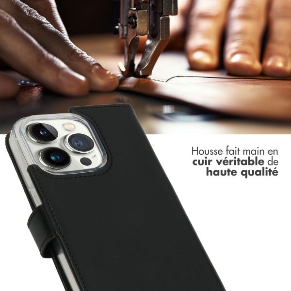 Selencia Étui portefeuille en cuir véritable Apple iPhone 14 Pro - Noir