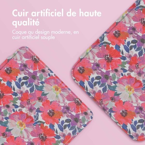 imoshion Design Slim Hard Sleepcover avec support Kobo Libra Colour - Flower Watercolor
