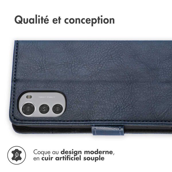 imoshion Étui de télephone portefeuille de luxe Motorola Moto E32 / E32s - Bleu foncé