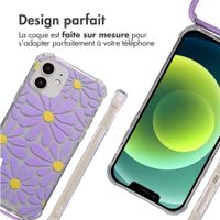 imoshion Coque Design avec cordon Apple iPhone 12 (Pro) - Tropical Violet Flowers Connect