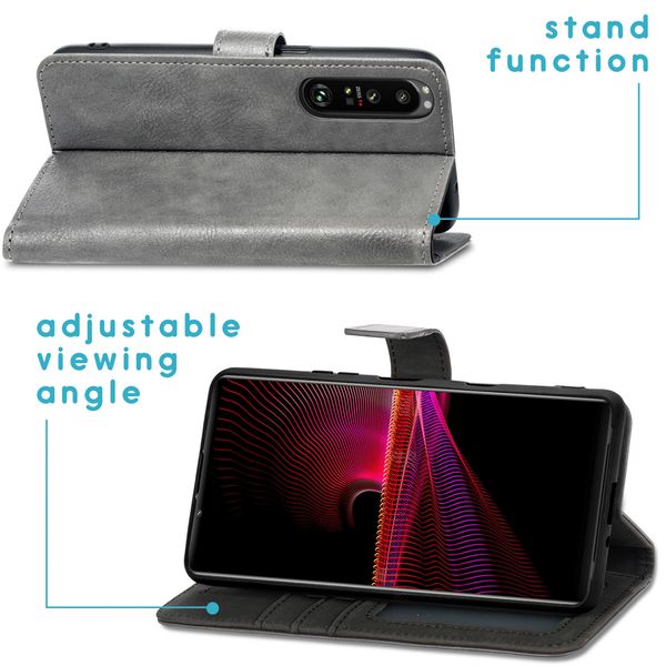 imoshion Étui de télephone portefeuille de luxe Sony Xperia 1 III - Gris