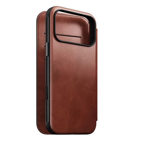 Nomad Étui de style livre folio moderne en cuir Horween avec MagSafe Apple iPhone 17 Pro Max - Olde Dublin