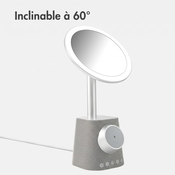 imoshion Miroir de maquillage avec haut-parleur Bluetooth et chargeur sans fil - Argenté