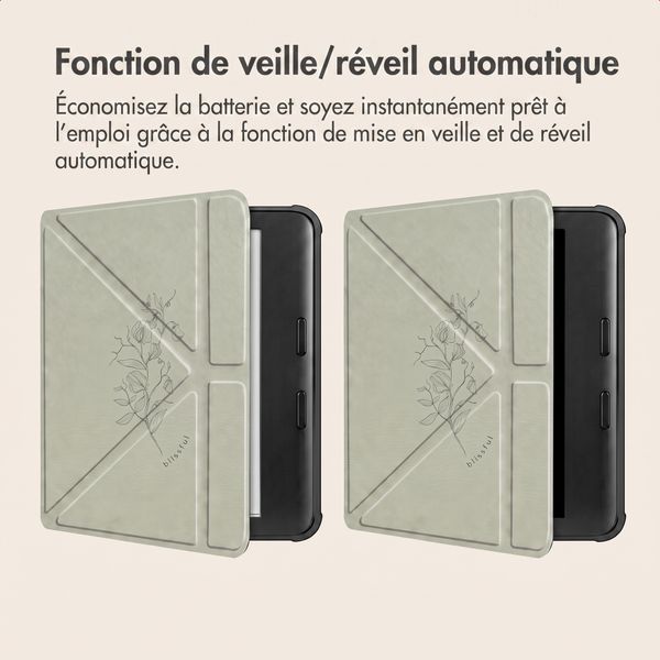 imoshion Étui de liseuse portefeuille design Pliable Kobo Libra Colour - Floral Green