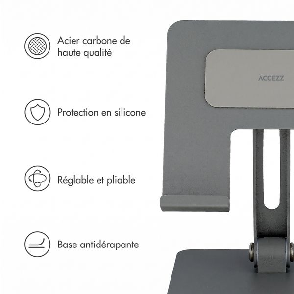 Accezz Support de tablette pliable pour bureau - Support pour tablette / ordinateur portable 13 pouces - Argent