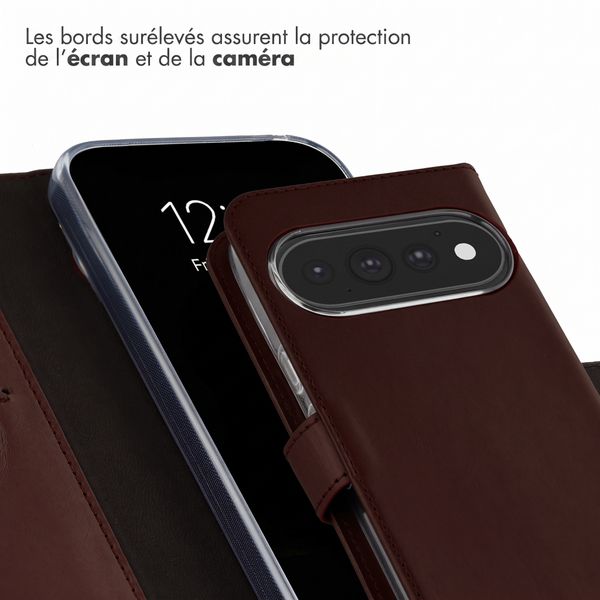 Selencia Étui portefeuille en cuir véritable Google Pixel 11 / 11 Pro - Marron foncé