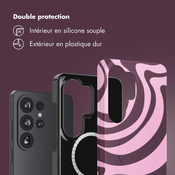Selencia Coque arrière Vivid avec MagSafe Samsung Galaxy S26 Ultra - Wavy Swirl Pink Plum