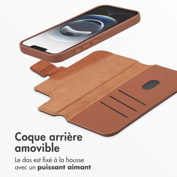 Accezz Étui de télephone portefeuille en cuir 2-en-1 avec MagSafe Apple iPhone 17e / 16e - Sienna Brown