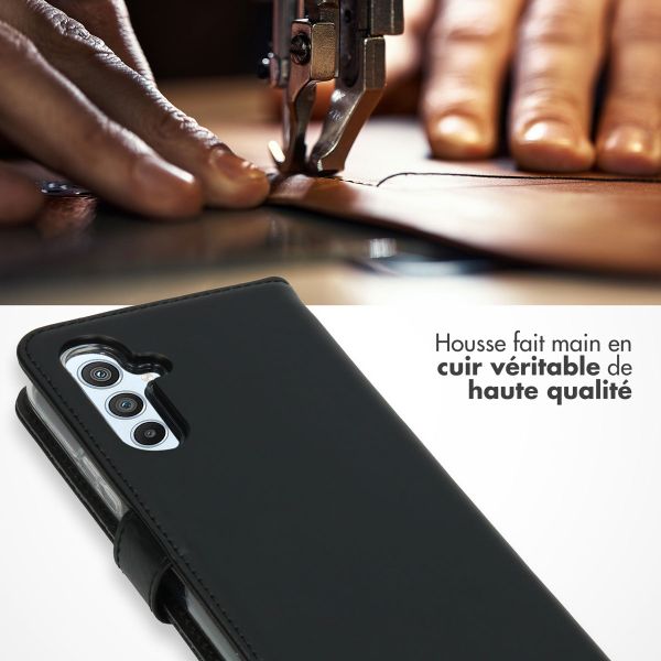 Selencia Étui portefeuille en cuir véritable Samsung Galaxy A54 (5G) - Noir