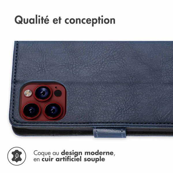 imoshion Étui de télephone portefeuille de luxe Apple iPhone 15 Pro Max - Bleu foncé