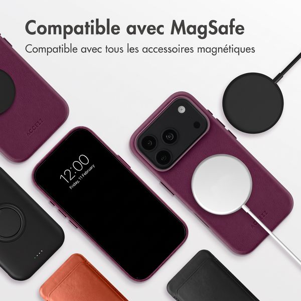 Accezz Coque arrière en cuir avec MagSafe Apple iPhone 18 Pro / 17 Pro - Heath Purple
