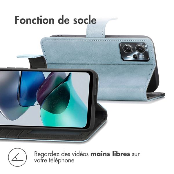 imoshion Étui de télephone portefeuille de luxe Motorola Moto G13 / G23 - Bleu clair