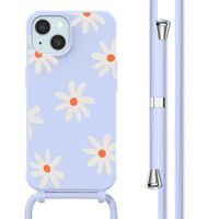 imoshion Coque design en silicone avec cordon Apple iPhone 15 - Lila Flower Distance