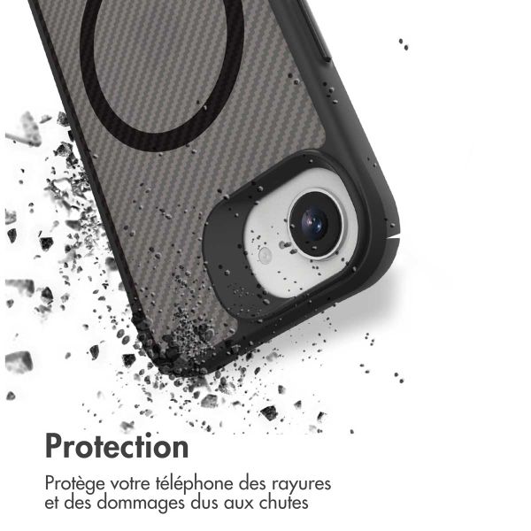 imoshion Rugged Hybrid Carbon Case avec MagSafe Apple iPhone 17e / 16e - Noir