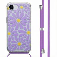 imoshion Coque Design avec cordon Apple iPhone 17e / 16e - Tropical Violet Flowers Connect