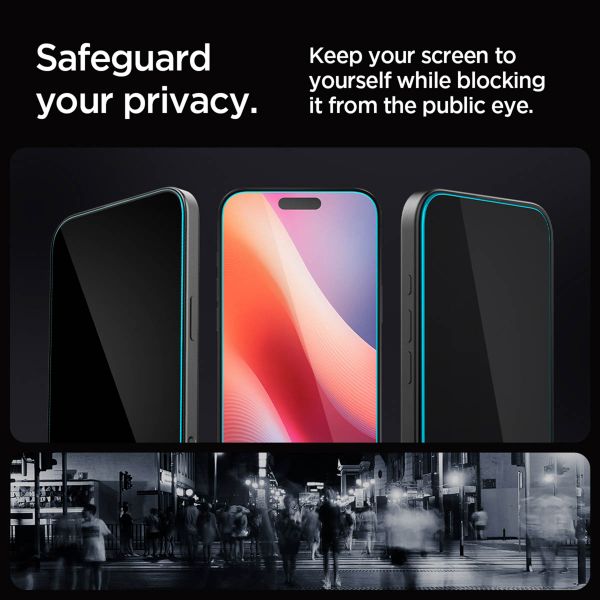 Spigen Protection d'écran en verre trempé GLAStR Privacy Applicator - lot de 2 Apple iPhone 17 / 17 Pro / 16 Pro