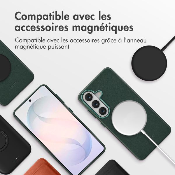 Accezz Coque arrière en cuir avec MagSafe Samsung Galaxy S26 - Cedar Green