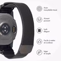 imoshion Bracelet QuickFit® Milanais  - Connexion Garmin 20 mm - Taille L/XL - Noir