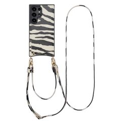 Selencia Coque de télephone Nova avec cordon et porte-cartes Samsung Galaxy S24 Ultra - Zazzy Zebra