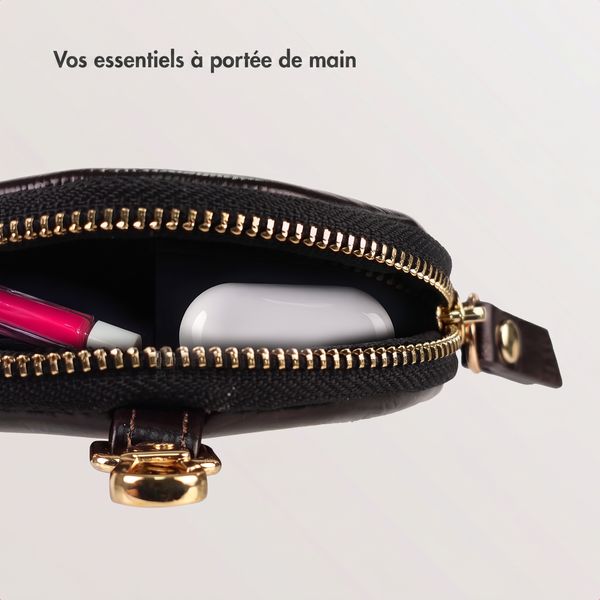 Selencia Nova Real Leather Mini Pouch - Dark Chocolate