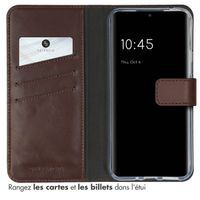 Selencia Étui portefeuille en cuir véritable Samsung Galaxy A54 (5G) - Marron