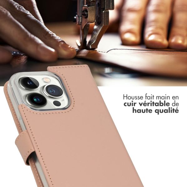 Selencia Étui portefeuille en cuir véritable Apple iPhone 14 Pro - Dusty Pink