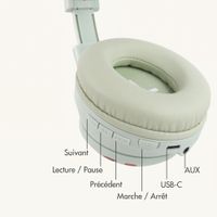 imoshion Casque sans fil pour enfants Dino LED Light - Limiteur de décibels - Avec câble AUX - Brown / Orange
