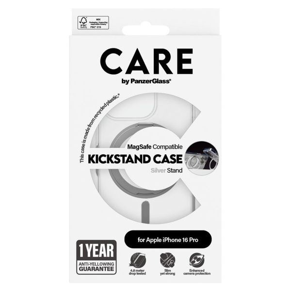 CARE by PanzerGlass Coque Kickstand MagSafe Apple iPhone 16 Pro - Silver