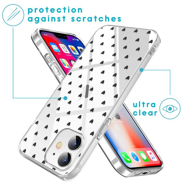 imoshion Coque Design Apple iPhone 12 Mini - Hearts All Over Black