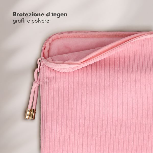 Selencia Pochette ordinateur Corduroy 13-14 pouces - Soft Blush