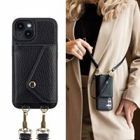 Selencia Coque de télephone Sera avec cordon et porte-cartes enveloppe Apple iPhone 14 - Noir