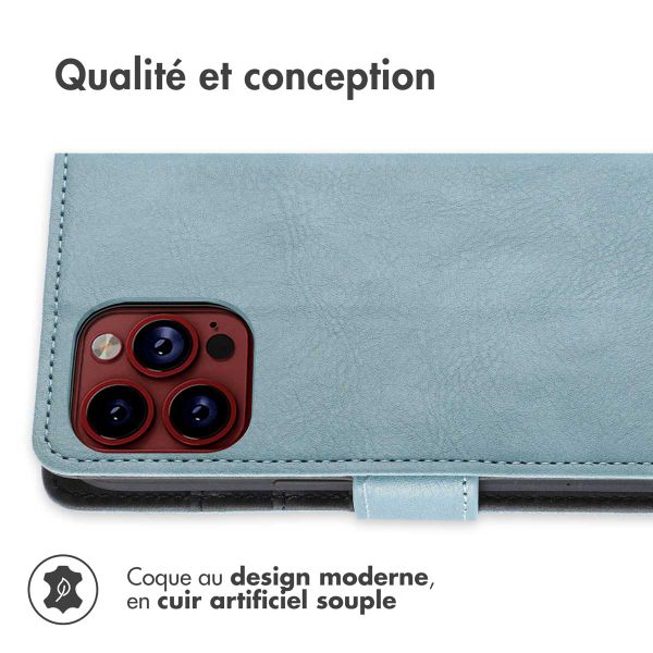 imoshion Étui de télephone portefeuille de luxe Apple iPhone 15 Pro Max - Bleu clair