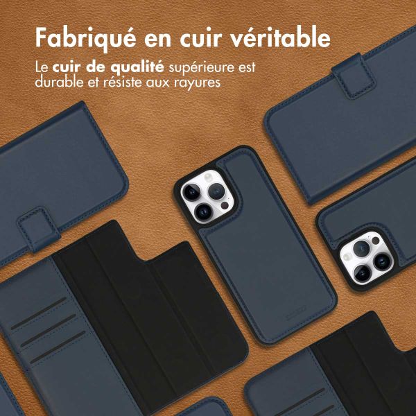 Accezz Étui de téléphone portefeuille en cuir de qualité supérieure 2 en 1 Apple iPhone 14 Pro Max - Vert foncé