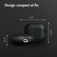 Accezz Coque en cuir véritable  Apple Airpods 4 - Noir