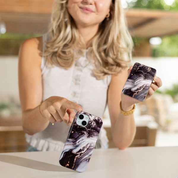 Selencia Powerbank Vivid 5 000 mAh - MagSafe et Qi - Noir / Chic Marble Black