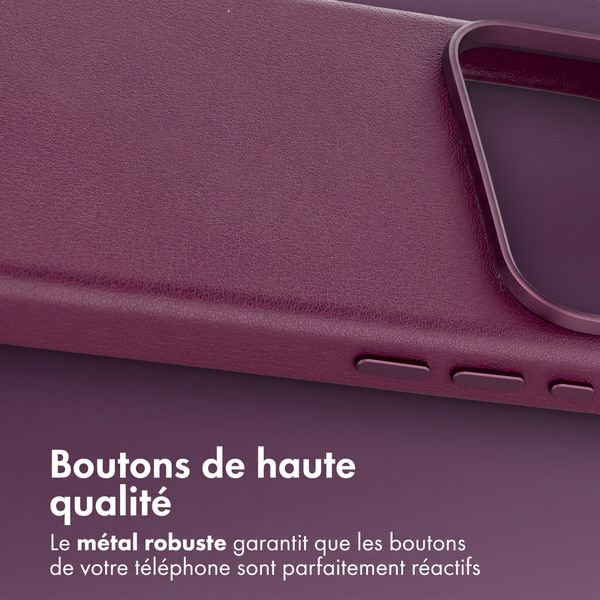 Accezz Coque arrière en cuir avec MagSafe Apple iPhone 18 Pro Max / 17 Pro Max - Heath Purple