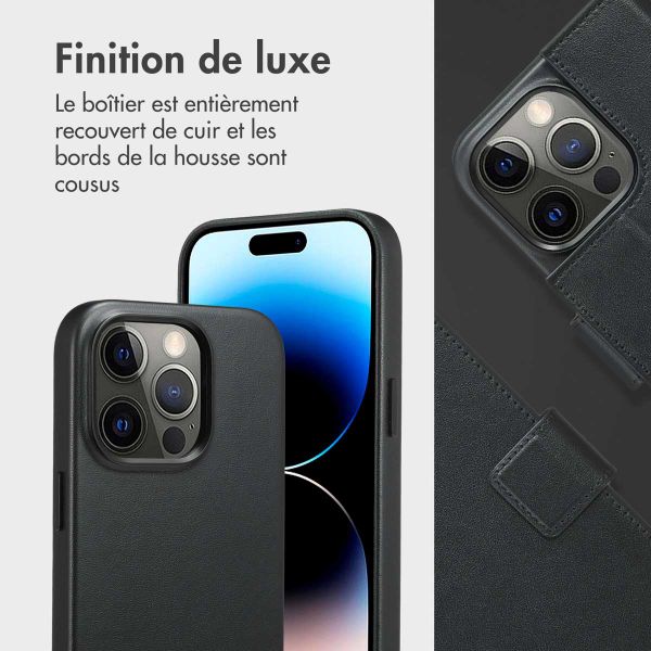 Accezz Étui de télephone portefeuille en cuir 2-en-1 avec MagSafe Apple iPhone 14 Pro - Onyx Black