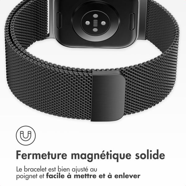 imoshion Bracelet magnétique milanais Xiaomi Smart Band 9 Pro / 8 Pro / Redmi Watch 6 / 5 / 4 - Noir