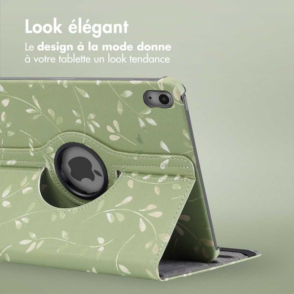 imoshion Coque tablette Design rotatif à 360° Apple iPad 11 (2025) 11 pouces A16 / iPad 10 (2022) 10.9 pouces - Green Flowers