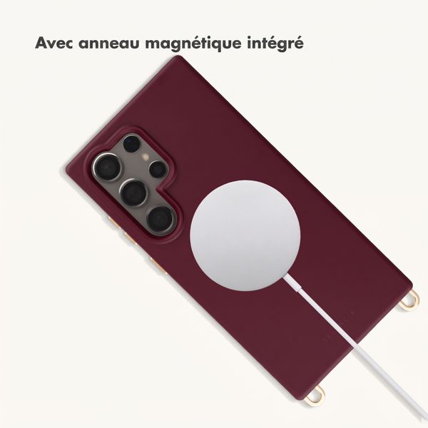 Selencia Coque arrière Rivièra avec MagSafe avec crochets amovibles Samsung Galaxy S24 Ultra - Bold Burgundy