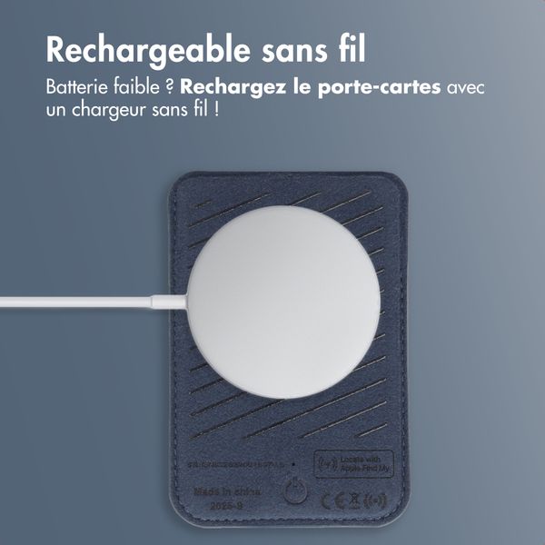 Accezz Porte-cartes en cuir magnétique - Compatible avec Apple Find My - Nightfall Blue